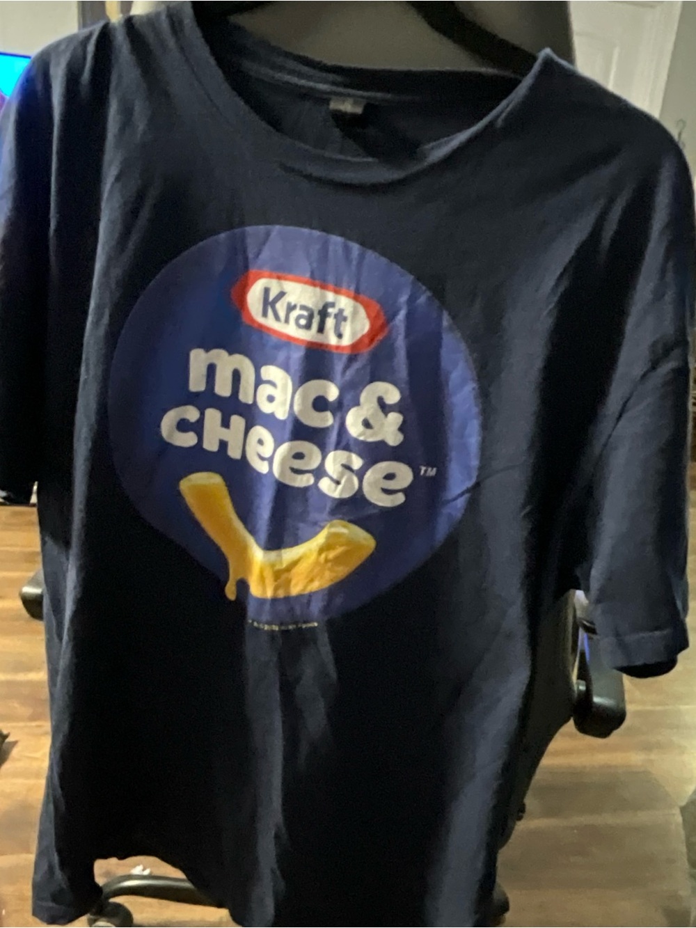 Kraft Mac & Cheese Men’s XL Graphic T-Shirt Navy Blue Gildan Food Tee